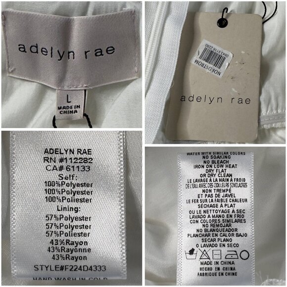 Adelyn Rae White Gold Embroidered Swiss Dot Tiered Ruffle Mini Dress Size L NEW! - Picture 6 of 16